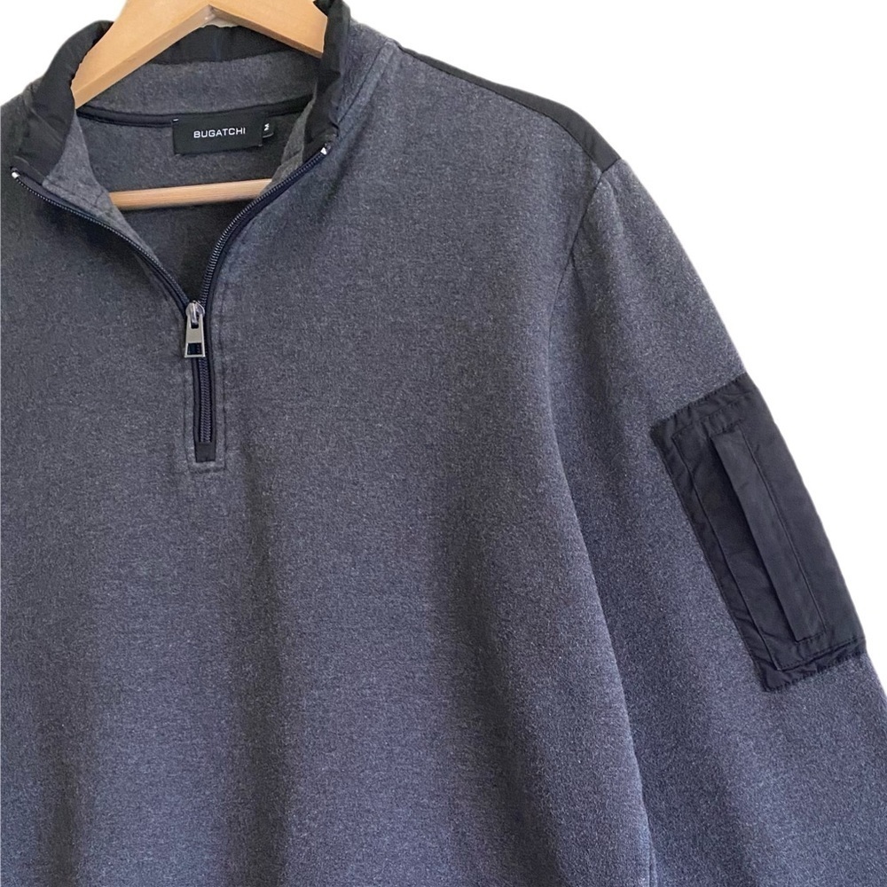 BUGATCHI Men’s Mixed Media Cotton Blend Quarter Zip Pullover Sweatshirt Size M - Picture 3 of 13